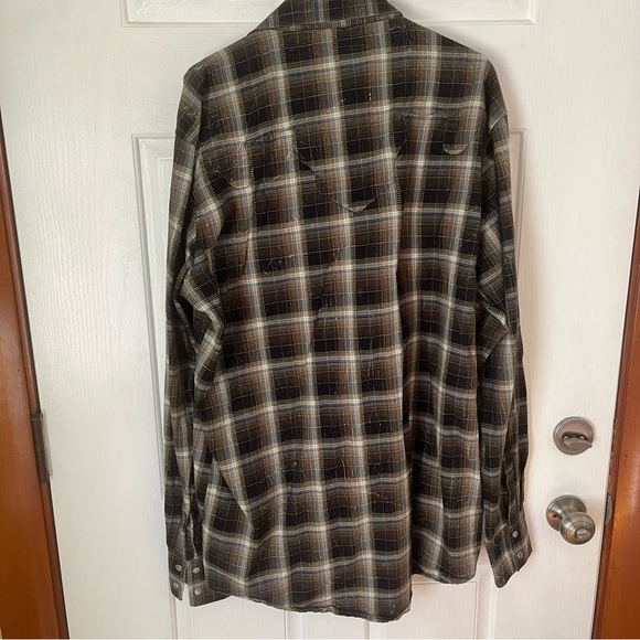 Wrangler Retro factory bleached Western Wear plaid pearl snap button shi… - Picture 9 of 9